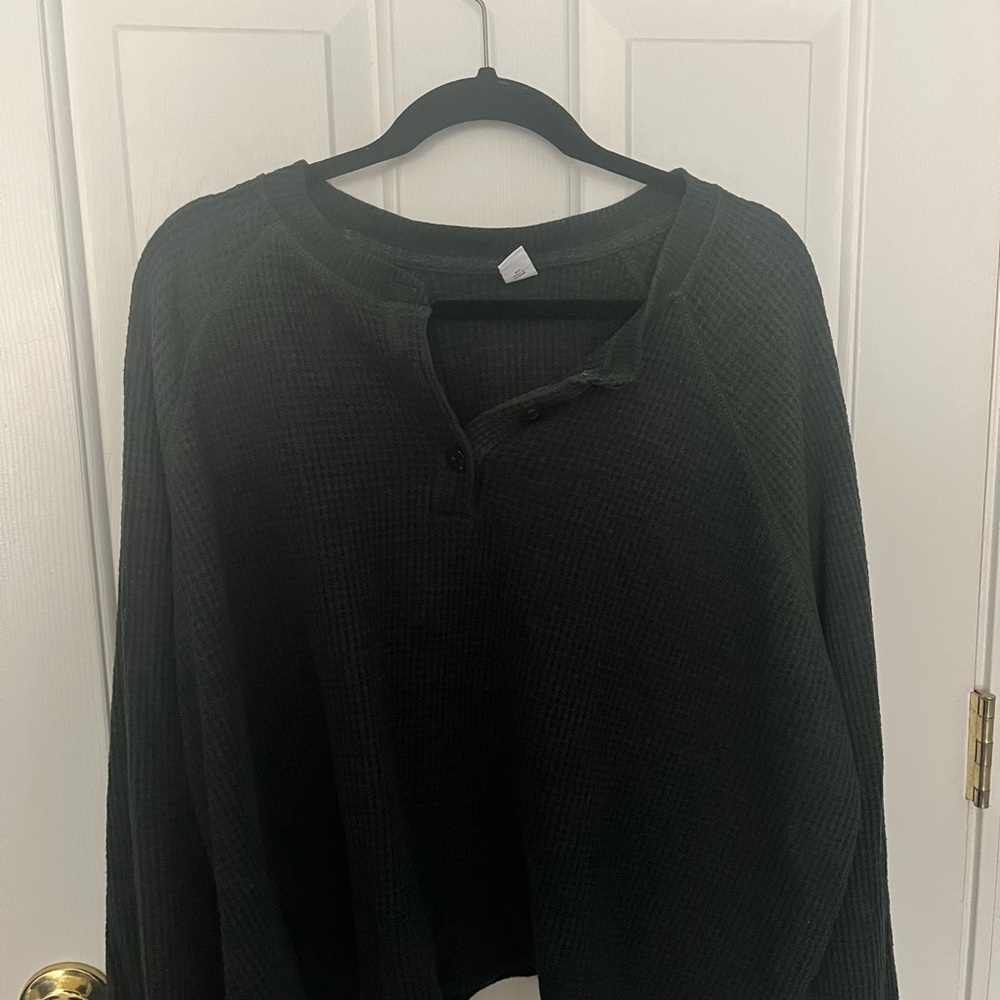 Old Navy Forest Green Waffle Knit Top